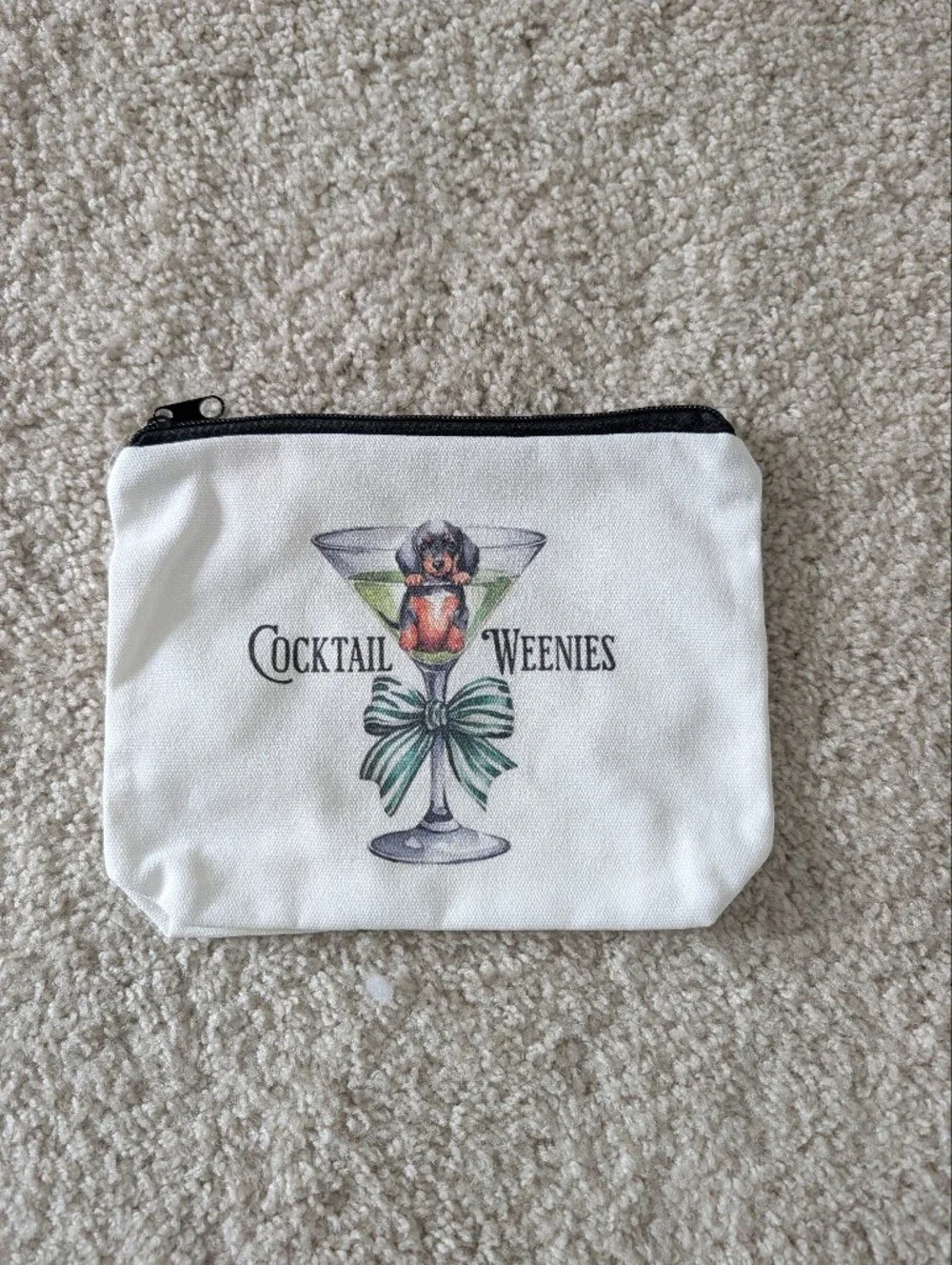 Cocktail Weenies White Zipper Pouch